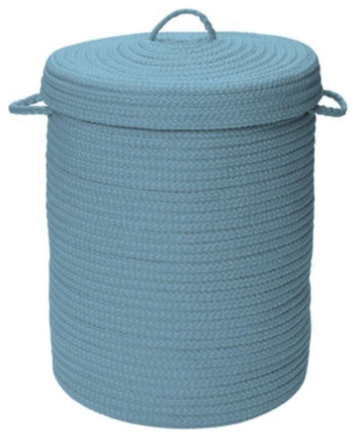 Colonial Mills Hamper Simply Home Solid Federal Blue Round Hamper With Lid