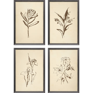 Vintage Line Artwork, 4-Piece Set