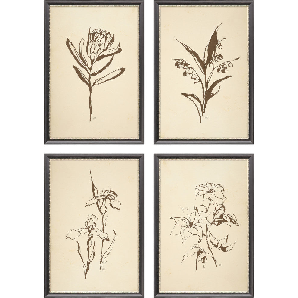 Vintage Line Artwork, 4-Piece Set