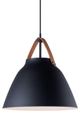 Maxim 11356 Nordic 1 Light 14" Aluminum Pendant - Tan Leather / Black