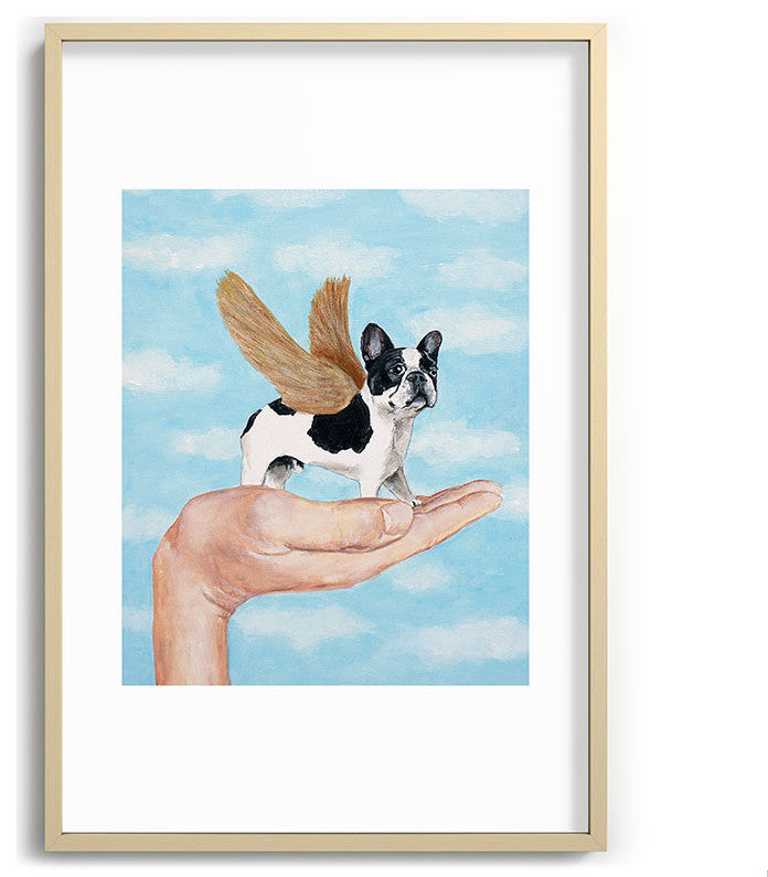 Coco De Paris Frenchie With Golden Wings Recessed Framing Rectangle