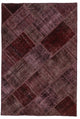 Red Patchwork Hand-Knotted Turkish Rug 3' 11" x 5' 11", 47 in. x 71 in.