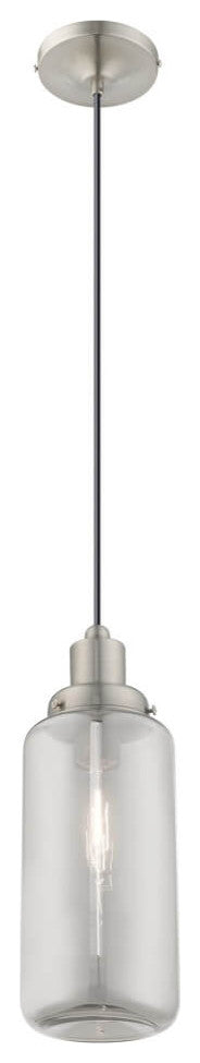 Livex Art Glass 1 Light 5" Pendant Brushed Nickel