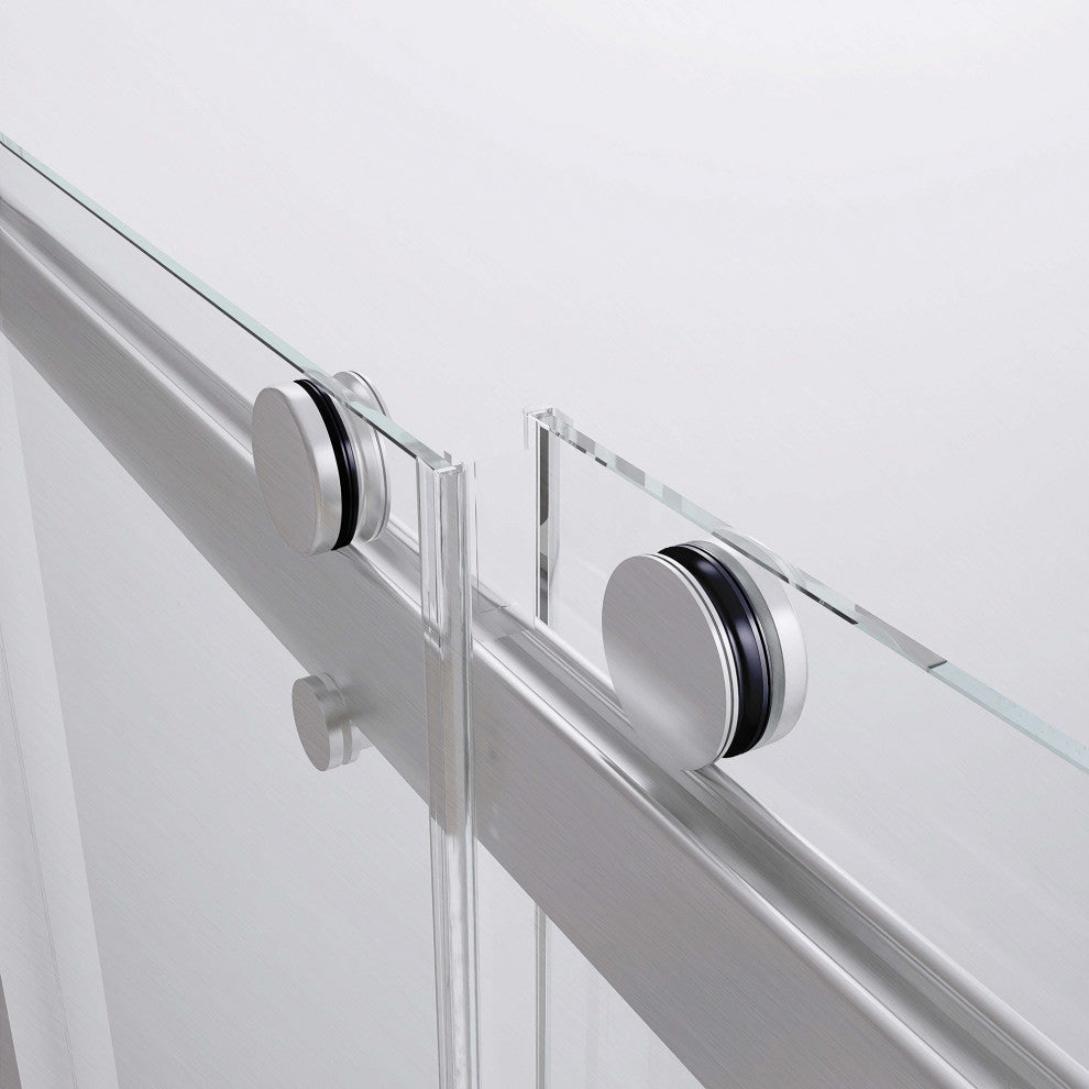 72" W x 79" H Double Sliding Frameless Shower Door, Brushed Nickel;, 72" X 79";