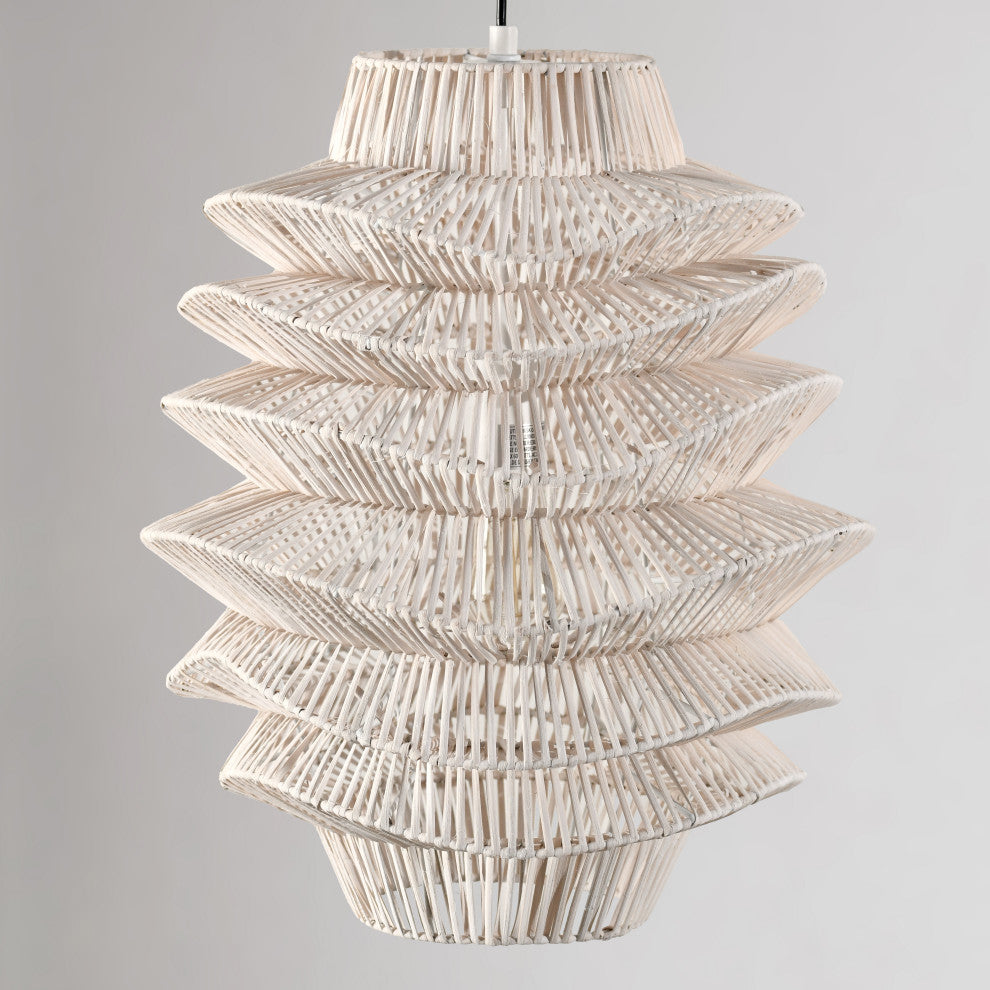 Barlow 1-Light Rattan Woven Pendant By Kosas Home, White