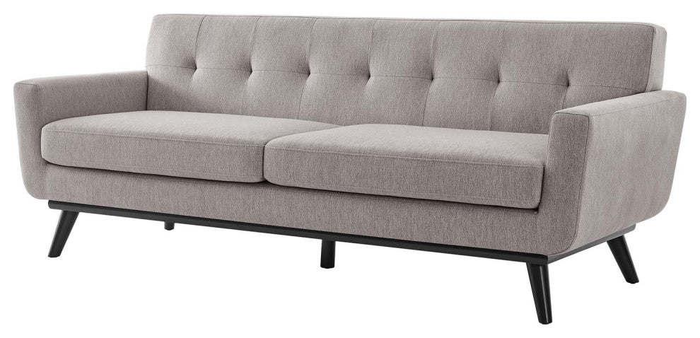 Sofa, Gray, Fabric, Modern, Mid Century Living Hotel Lounge Cafe Lobby
