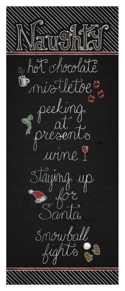 "Christmas Chalkboard Naughty" Digital Paper Print by Elyse DeNeige, 26"x62"