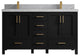 Malibu 60 Double Sink Bathroom Vanity in Black 2" Pearl Gray