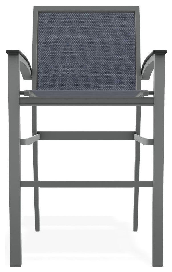 Bazza Sling Bar Height Stackable Outdoor Stool, Augustine Denim/Graphite