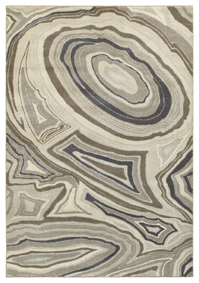 Oriental Weavers Rowan Collection Ivory/ Grey Abstract Indoor Area Rug 5'3"X7'6"