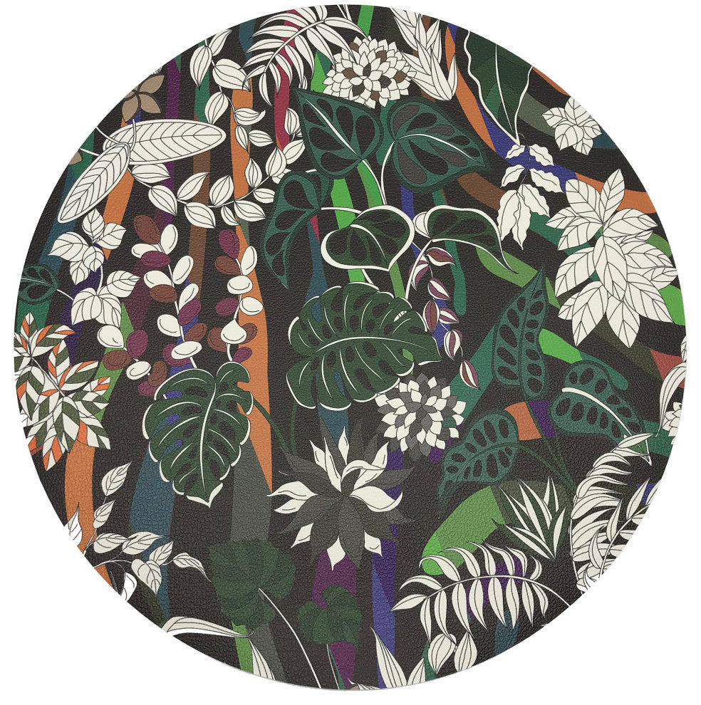 Sabi Jungle Chocolatte 16" Round Pebble Placemats, Set of 4