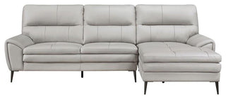 Lexicon Essex 2-Piece Leather Match Sectional with Right Chaise in Gray
