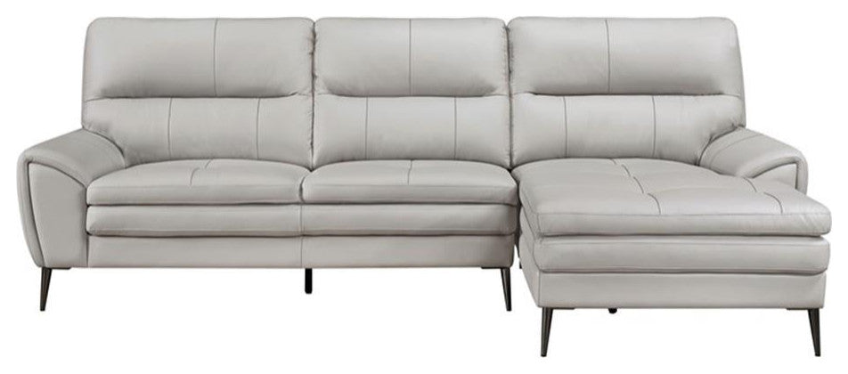 Lexicon Essex 2-Piece Leather Match Sectional with Right Chaise in Gray