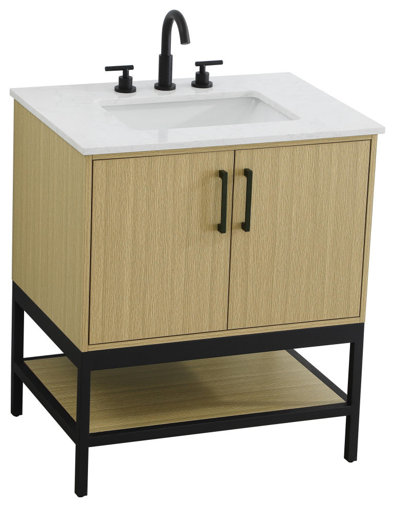 Home Living 30" Single Bathroom Vanity, Honey Brown
