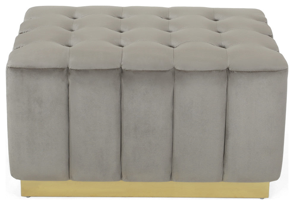 Fairfax Modern Glam Velvet Tufted Ottoman