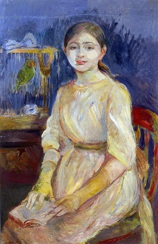 Berthe Morisot Julie Manet With a Budgie, 18"x27" Wall Decal