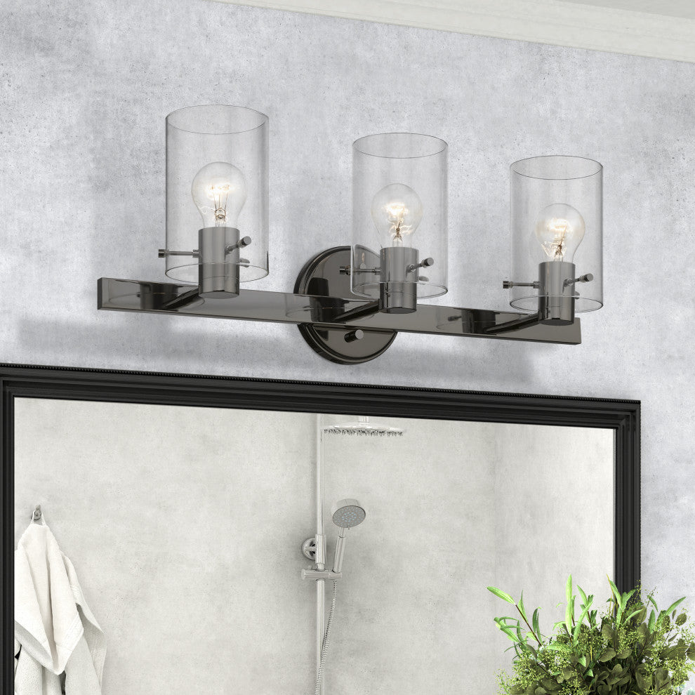 Munich 3 Light Black Chrome Vanity Sconce