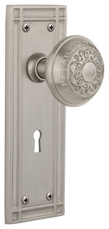 Mission Plate Passage Egg & Dart Knob, Satin Nickel