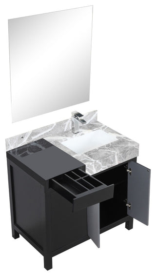 Zilara 36" Black and Grey Single Vanity Set, Monte Chrome Faucet Set