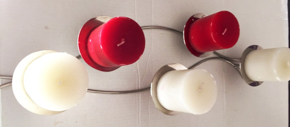 Stainless Steel 5 Large Candle Holder Handmade Mirror Finish 25"