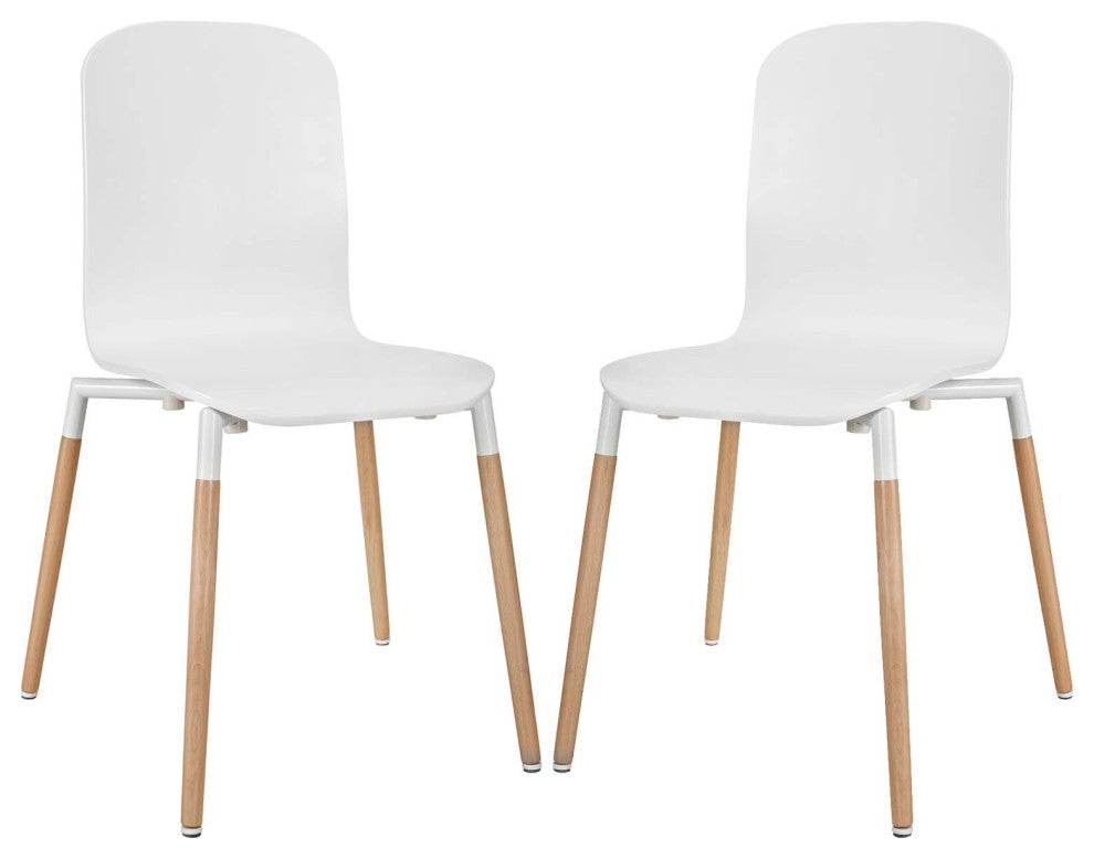 Stack Dining Chairs Wood Set of 2, White