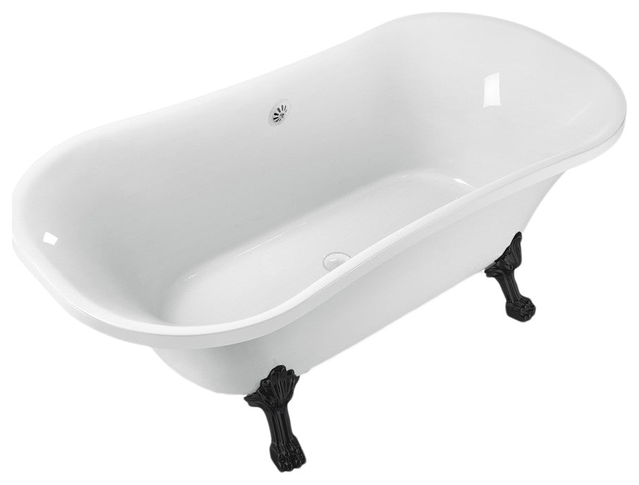 68" Streamline N861BL-WH Clawfoot Tub and Tray With External Drain