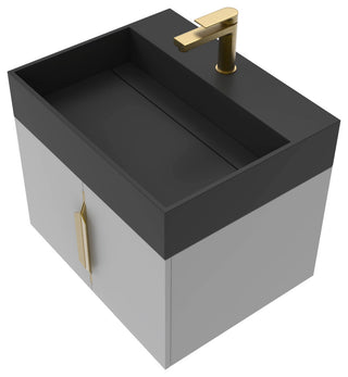 CastelloUSA Amazon 24" Wall Mounted Bathroom Vanity Set, Gray, Black Top, Gold