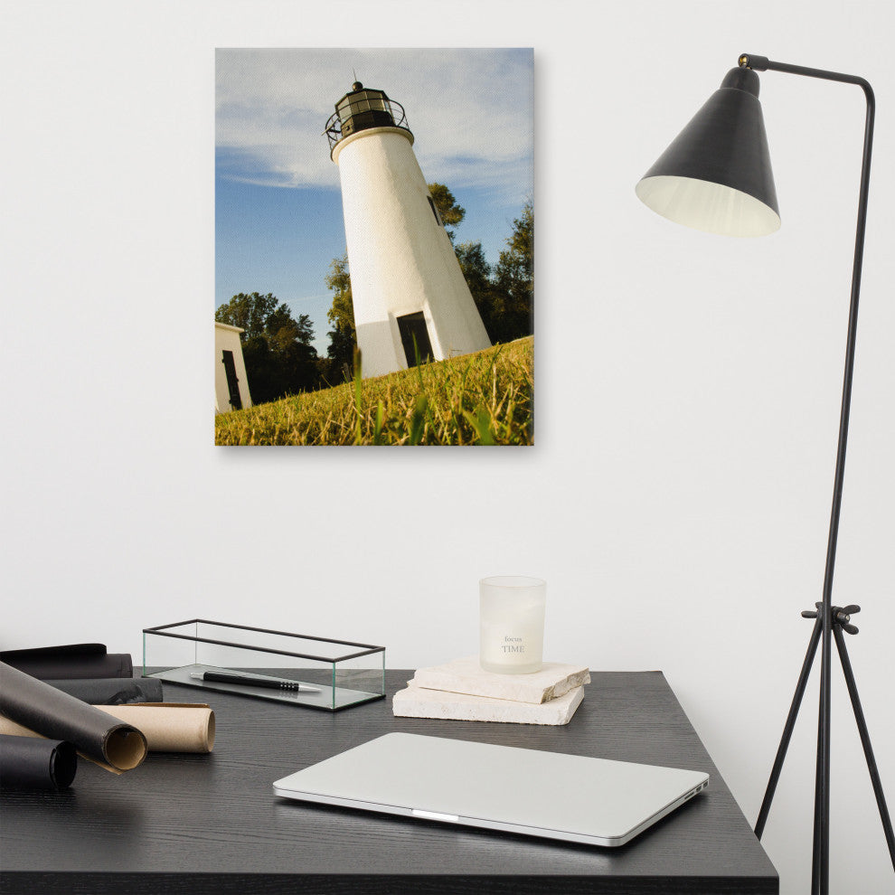 Turkey Point Lighthouse Coastal Landscape Photography Canvas Wall Art, 16" X 20"
