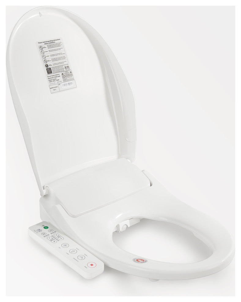 Electric Heated Smart Toilet Bidet Seat With Side Control Panel, Warm Air Dryer