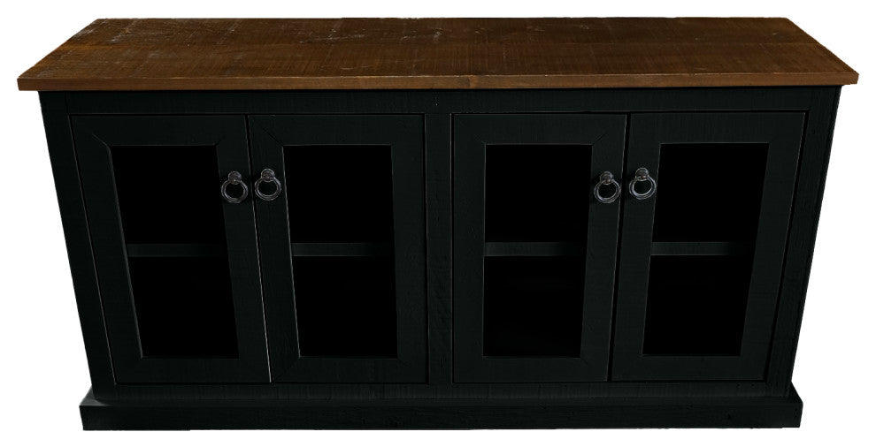 70" Rustic Two Tone Sideboard Buffet, Black