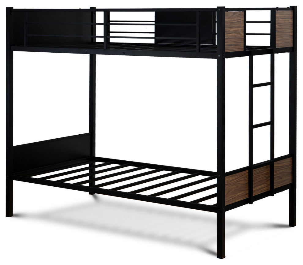 Lynfield Twin Bunk Bed In Powder Coating Black Color