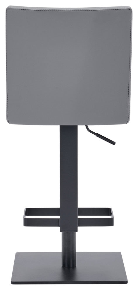 Laurel Faux Leather Swivel Barstool, Gray/Matte Black