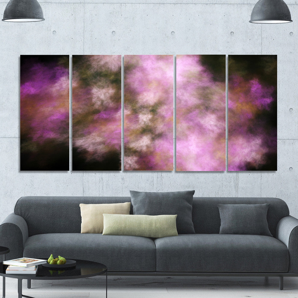 Perfect Pink Starry Sky, Abstract Canvas Art Print, 60"x28", 5 Panels