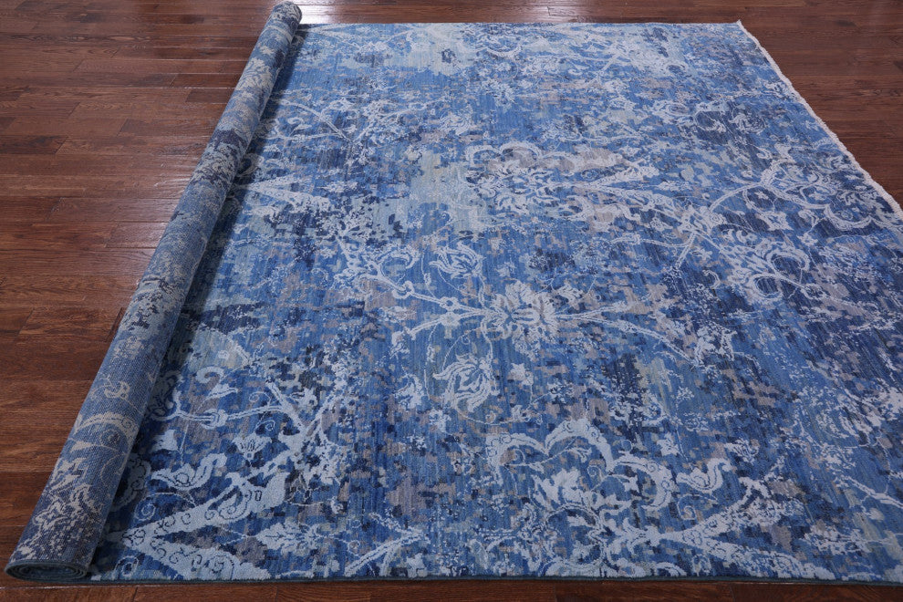 8' 9" X 12' 1" Modern Wool and Silk Handmade Rug Q10320