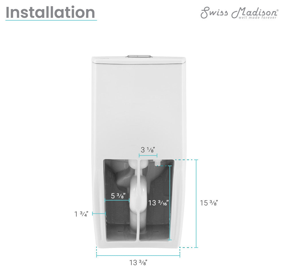St. Tropez Elongated Toilet, Dual Vortex Flush, Glossy White