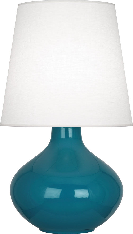 June Table Lamp, Oyster, Peacock