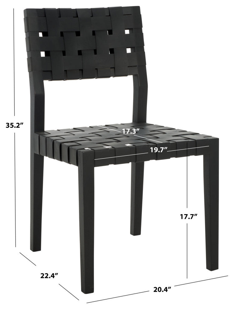 Safavieh Couture Bette Woven Leather Dining Chair, Black