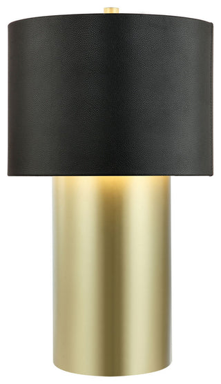 Secret Agent 1-Light Table Lamp, Painted Gold/Black Leather