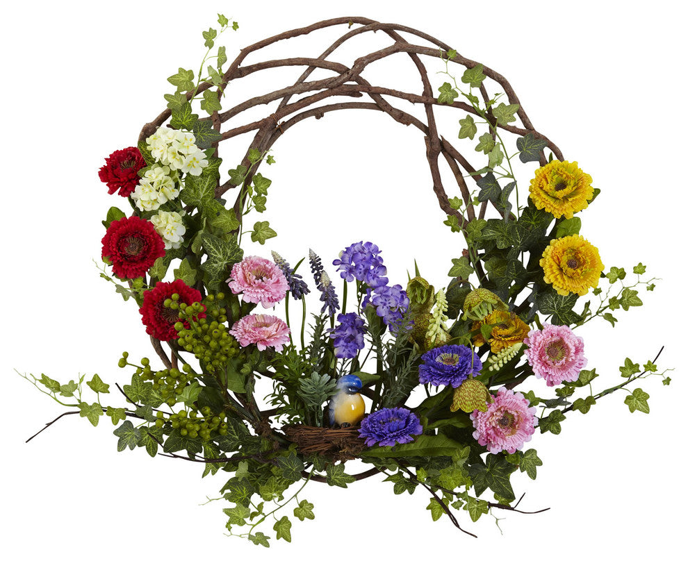 22" Spring Floral Wreath