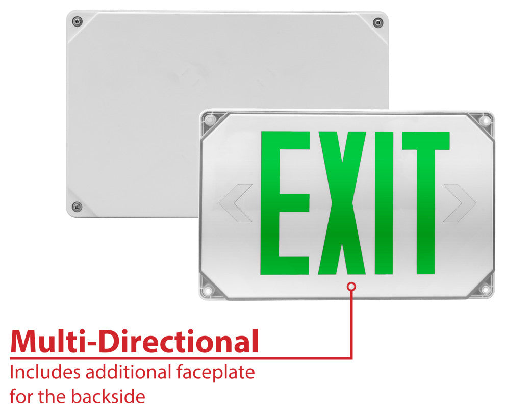 EXL5 Series LED Outdoor Emergency Exit Sign, Green Lettering