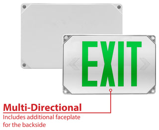 EXL5 Series LED Outdoor Emergency Exit Sign, Green Lettering