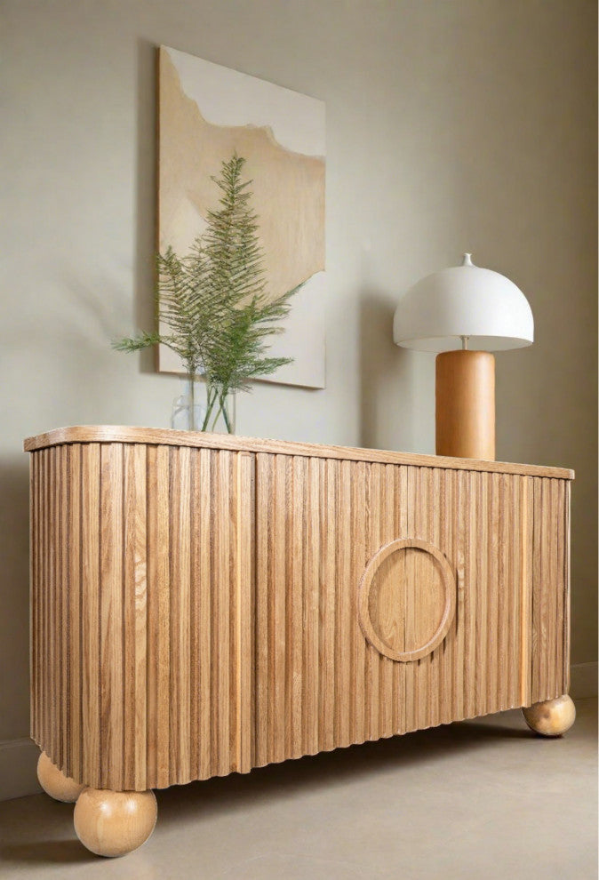 Lucca Fluted Sideboard Accent Cabinet With Ball Legs