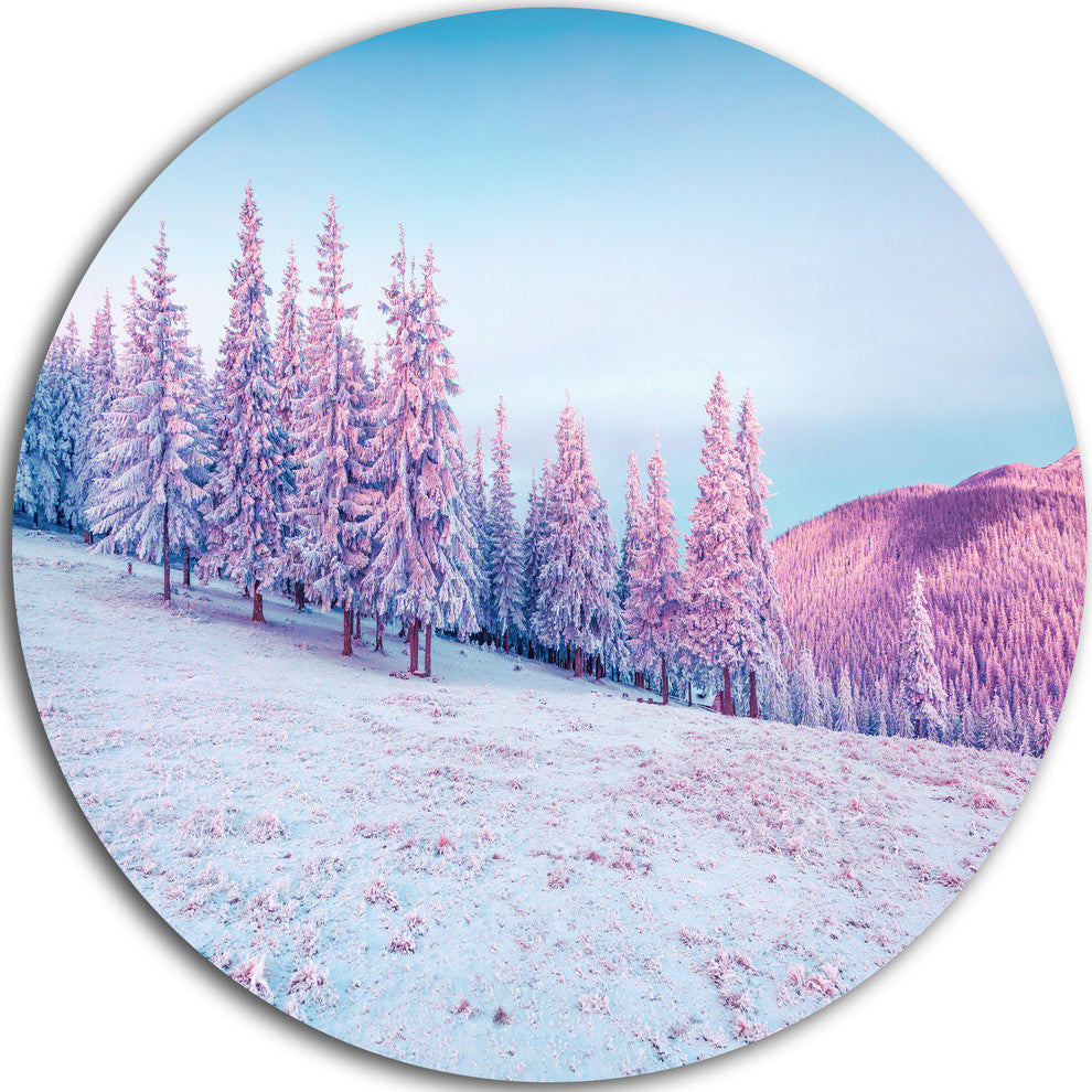Winter Sunrise In Mountains, Landscape Photo Disc Metal Wall Art, 11"