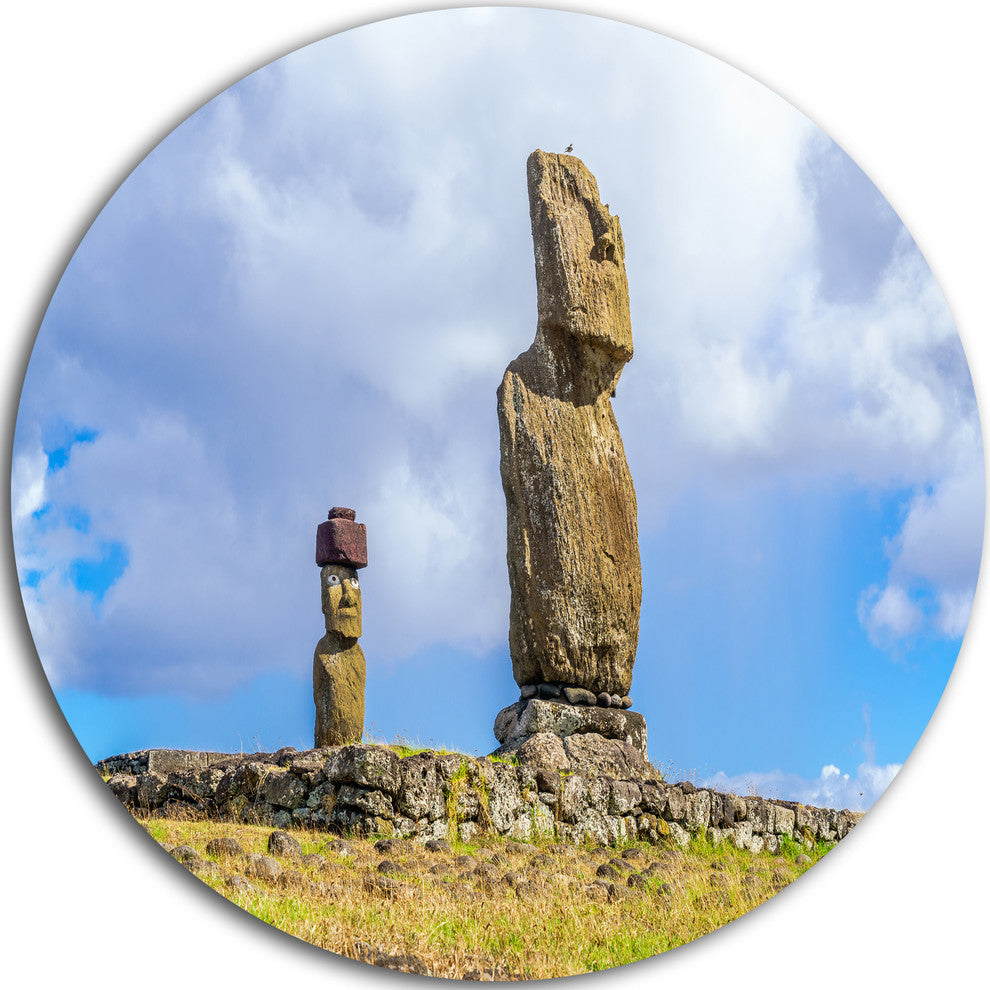Ahu Tahai And Ahu Ko Te Riku, Landscape Photo Disc Metal Wall Art, 36"