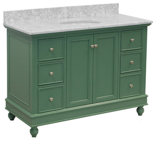Bella 48" Bathroom Vanity, Sage Green, Carrara Marble