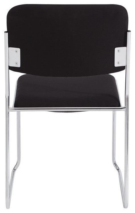 4 Pack Stackable Multipurpose Chair, Chrome Frame With Black Fabric Seat & Back