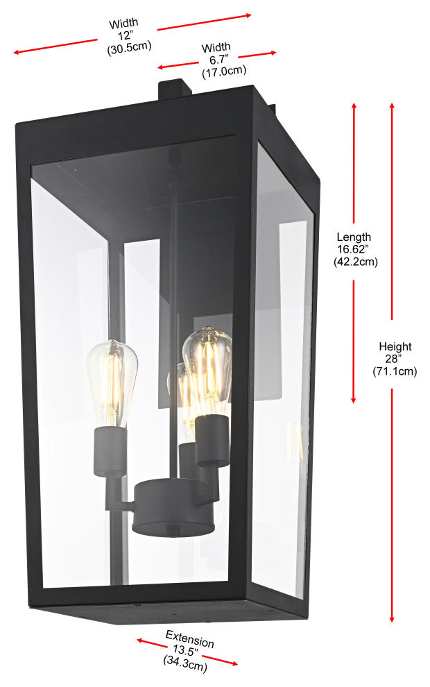 Home Living 12" Outdoor Wall Sconce, Black