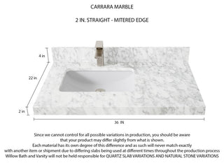 Aberdeen 36 Left Offset Bath Vanity in Pewter Green 2" Carrara Marble