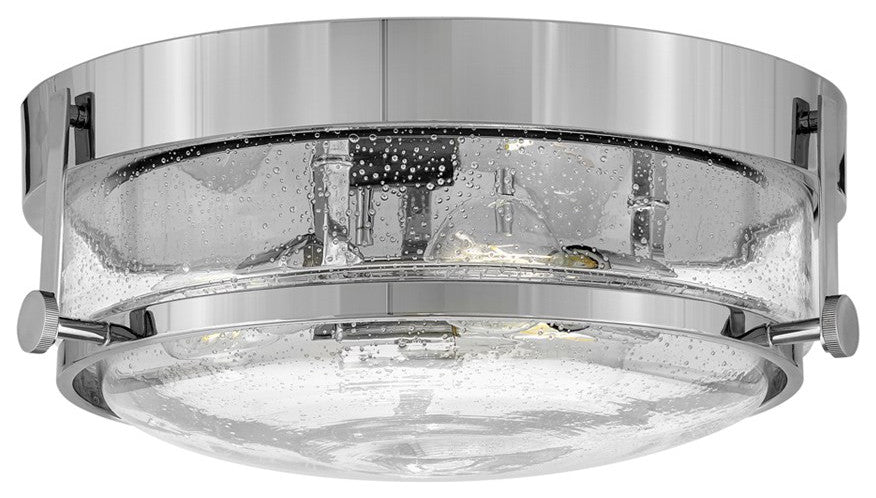 Hinkley Harper 3-Light Small Flush Mount, Chrome With Clear Seedy Glass