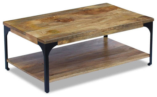 vidaXL Coffee Table End Table with Storage Shelf Side Table Solid Wood Mango